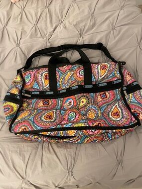 Lesportsac Multicolor Paisley Print Travel Duffel - Pink, Orange, Blue, Yellow